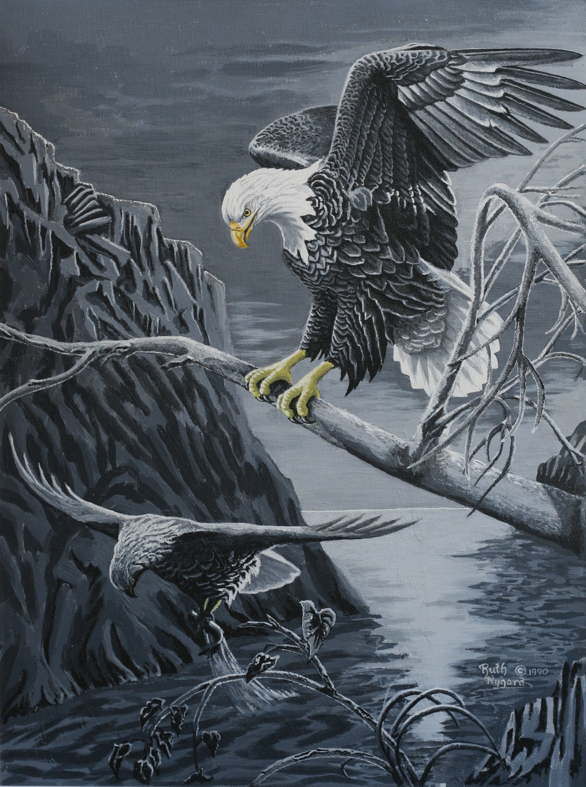 The eagles are landing 24x18 acrylic. Ruth Nygard $1000